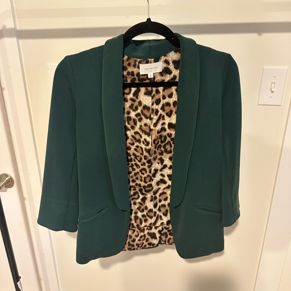Women’s emerald green scuba blazer, XS